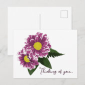 Twee Magenta Pinks Dahlias Denken aan jou Briefkaart (Voorkant / Achterkant)