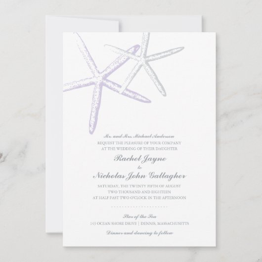 Twee magere zeester Lila grijs | Bruiloft Kaart (Voorkant)