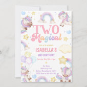 Twee Magische Regenboog Eenhoorn 2e Verjaardagsfee Kaart (Voorkant)