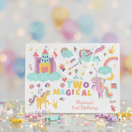 Twee magische regenboog pastel eenhoorn tweede ver groot cadeauzakje