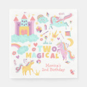 Twee magische regenboog pastel eenhoorn tweede ver servet (Voorkant)