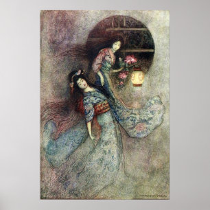 Twee Maidens en Lantern van Warwick Goble Poster
