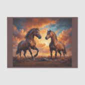 Twee majestueuze paarden in het licht van de zonso tissuepapier (Voorkant)