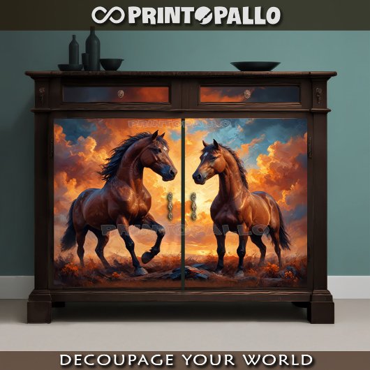 Twee majestueuze paarden in het licht van de zonso tissuepapier