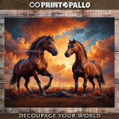 Twee majestueuze paarden in het licht van de zonso tissuepapier