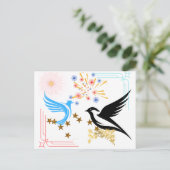 Twee majestueuze vogels aankondigingskaart (Staand voorkant)