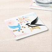 Twee majestueuze vogels kartonnen onderzetters (Schuin)