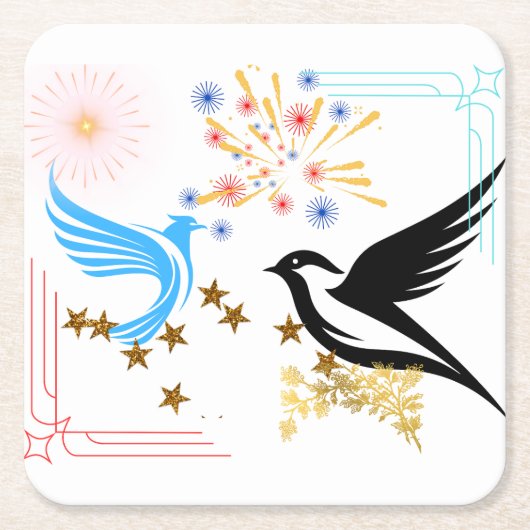 Twee majestueuze vogels kartonnen onderzetters (Voorkant)