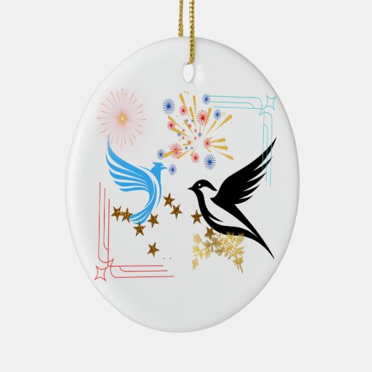 Twee majestueuze vogels keramisch ornament (Rechts)