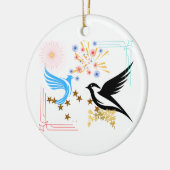 Twee majestueuze vogels keramisch ornament (Links)