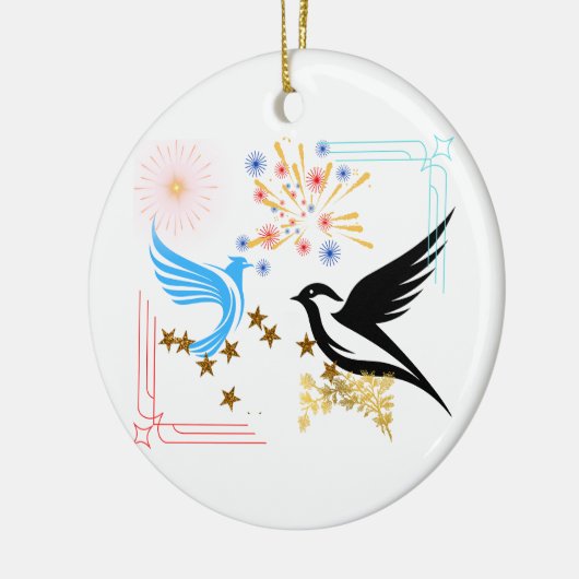 Twee majestueuze vogels keramisch ornament (Links)