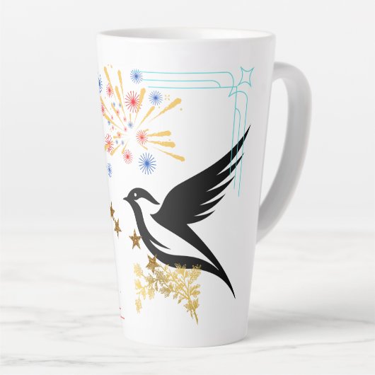 Twee majestueuze vogels latte mok (Rechterhoek)