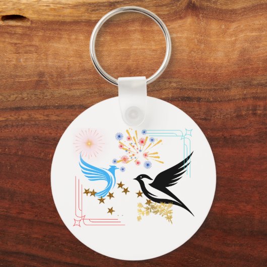 Twee majestueuze vogels sleutelhanger (Voorkant)