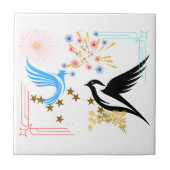 Twee majestueuze vogels tegeltje (Voorkant)