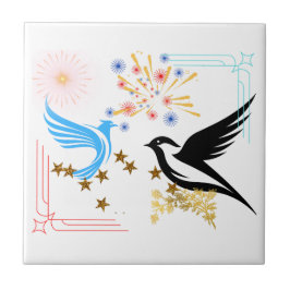 Twee majestueuze vogels tegeltje