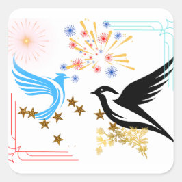 Twee majestueuze vogels vierkante sticker