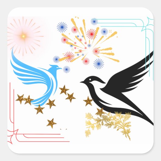 Twee majestueuze vogels vierkante sticker (Voorkant)