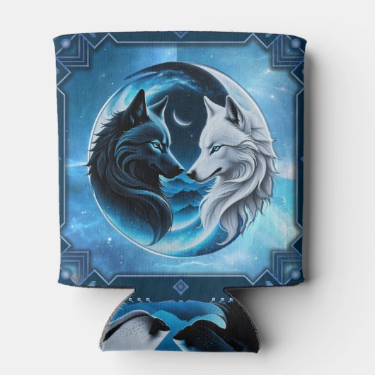 Twee majestueuze wolfskoppen blikjeskoeler (Achterkant)