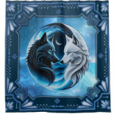 Twee majestueuze wolfskoppen douchegordijn (Voorkant)
