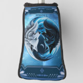 Twee majestueuze wolfskoppen golfheadcover (Draai 90)