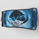 Twee majestueuze wolfskoppen golfheadcover (Voorkant)