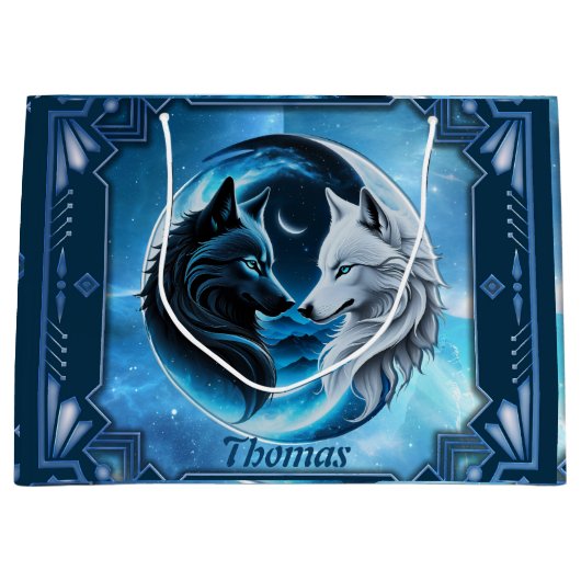 Twee majestueuze wolfskoppen groot cadeauzakje (Voorkant)