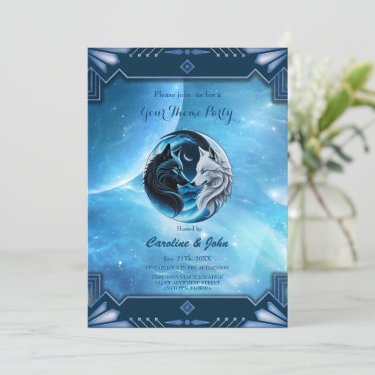 Twee majestueuze wolfskoppen kaart (Staand voorkant)