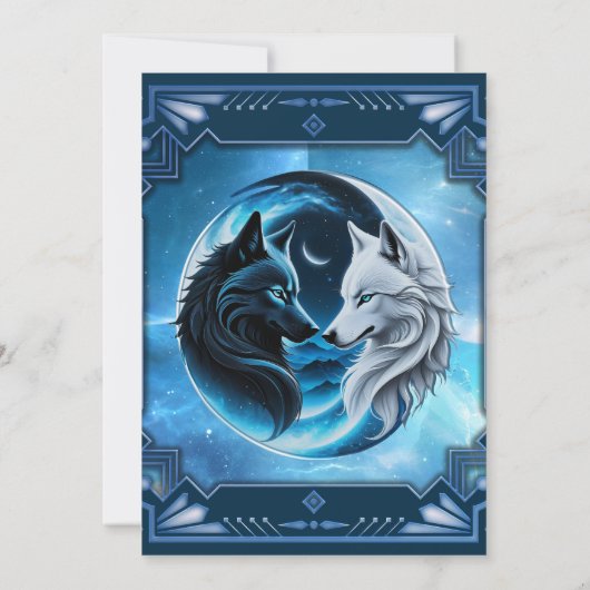 Twee majestueuze wolfskoppen kaart (Achterkant)