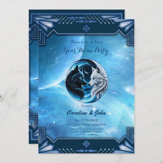 Twee majestueuze wolfskoppen kaart (Voorkant / Achterkant)