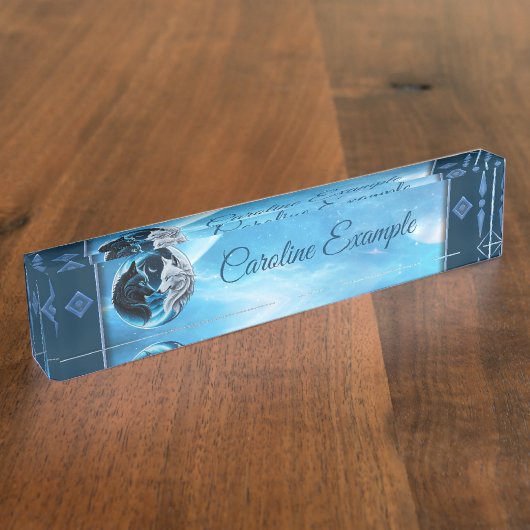 Twee majestueuze wolfskoppen naambordje (Zijkant)