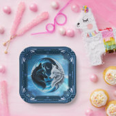 Twee majestueuze wolfskoppen papieren bordje (Feest)