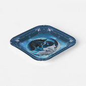 Twee majestueuze wolfskoppen papieren bordje (Gebogen)