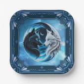 Twee majestueuze wolfskoppen papieren bordje (Voorkant)