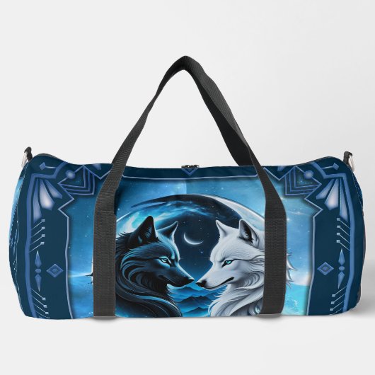 Twee majestueuze wolfskoppen plunjezak (Voorkant)