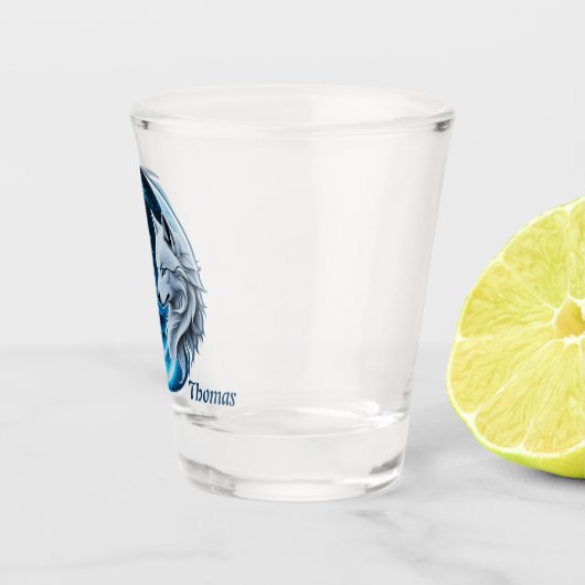 Twee majestueuze wolfskoppen shot glas (Rechts)