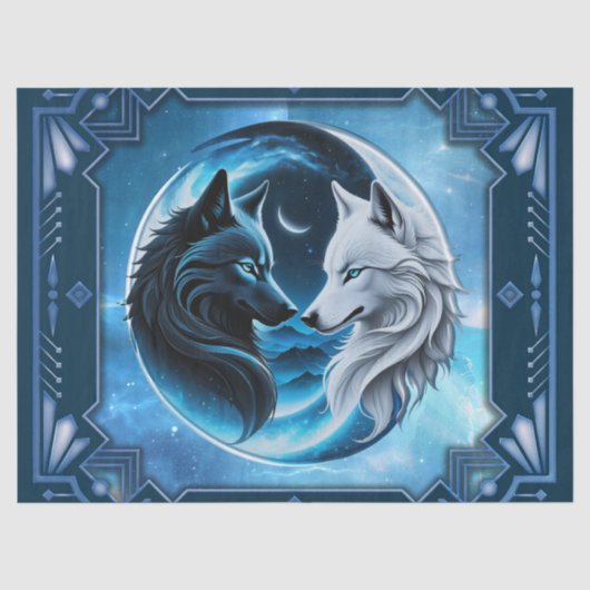 Twee majestueuze wolfskoppen tissuepapier (Voorkant)