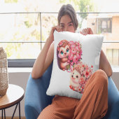 Twee malse romantische bloemige egel stel Illustra Kussen