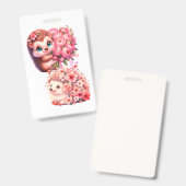 Twee malse Romantische Illustratie van een Egeltje Badge (Voor- en achterkant)