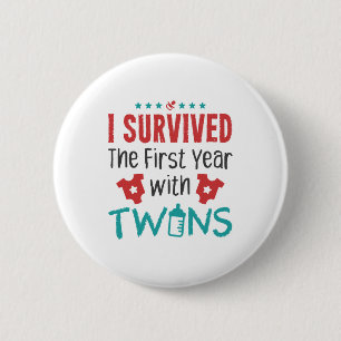 Twee mam die ik het eerste jaar overleefde met twe ronde button 5,7 cm