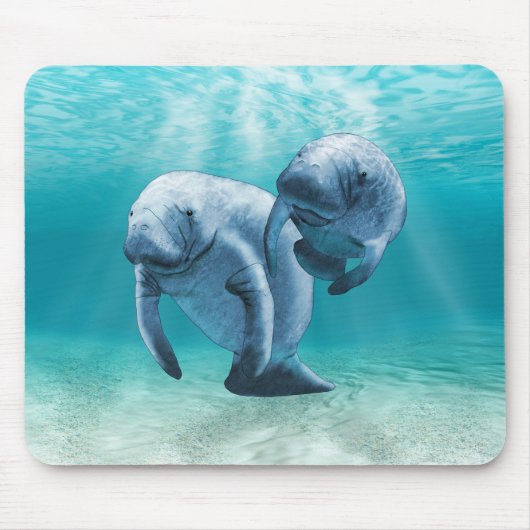 Twee Manatees die zwemmen Muismat (Voorkant)