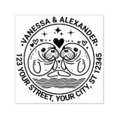 Twee Manatees in Liefde Koppel Naam Terugkeer Adre Zelfinktende Stempel (Design)