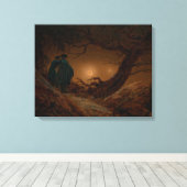 Twee mannelijke vrienden overwegen de maan 's nach canvas afdruk (Insitu (Houten vloer))