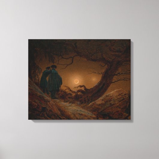 Twee mannelijke vrienden overwegen de maan 's nach canvas afdruk (Voorkant)