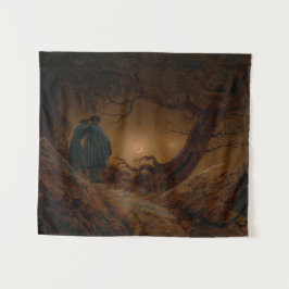 Twee mannelijke vrienden overwegen de maan 's nach wandkleed