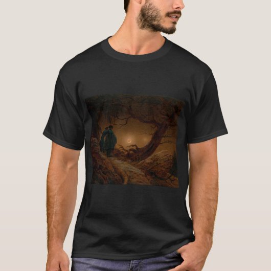 Twee Mannen Contemplating the Moon at Night T-shirt (Voorkant)