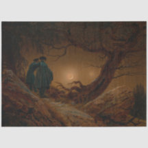 Twee Mannen Contemplating the Moon at Night