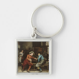 Twee Mannen die in een Tavern spreken Sleutelhanger