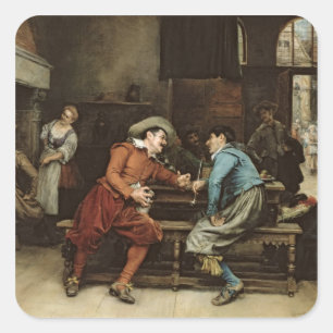 Twee Mannen die in een Tavern spreken Vierkante Sticker