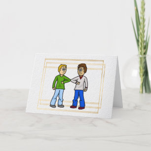 Twee Mannen Elbow Bump Card Kaart