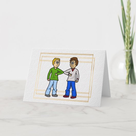 Twee Mannen Elbow Bump Card Kaart (Voorkant)